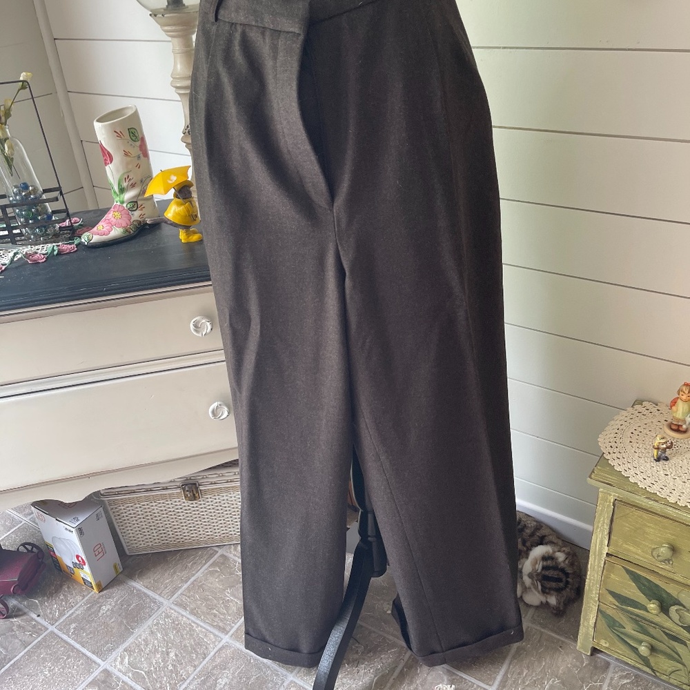 WOMEN VINTAGE WIDE LEG WOOL LINED PANTS